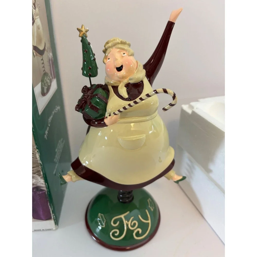 Mrs. Claus on a Spring Christmas Figurine Joy Base Bobble Head Holiday Decor